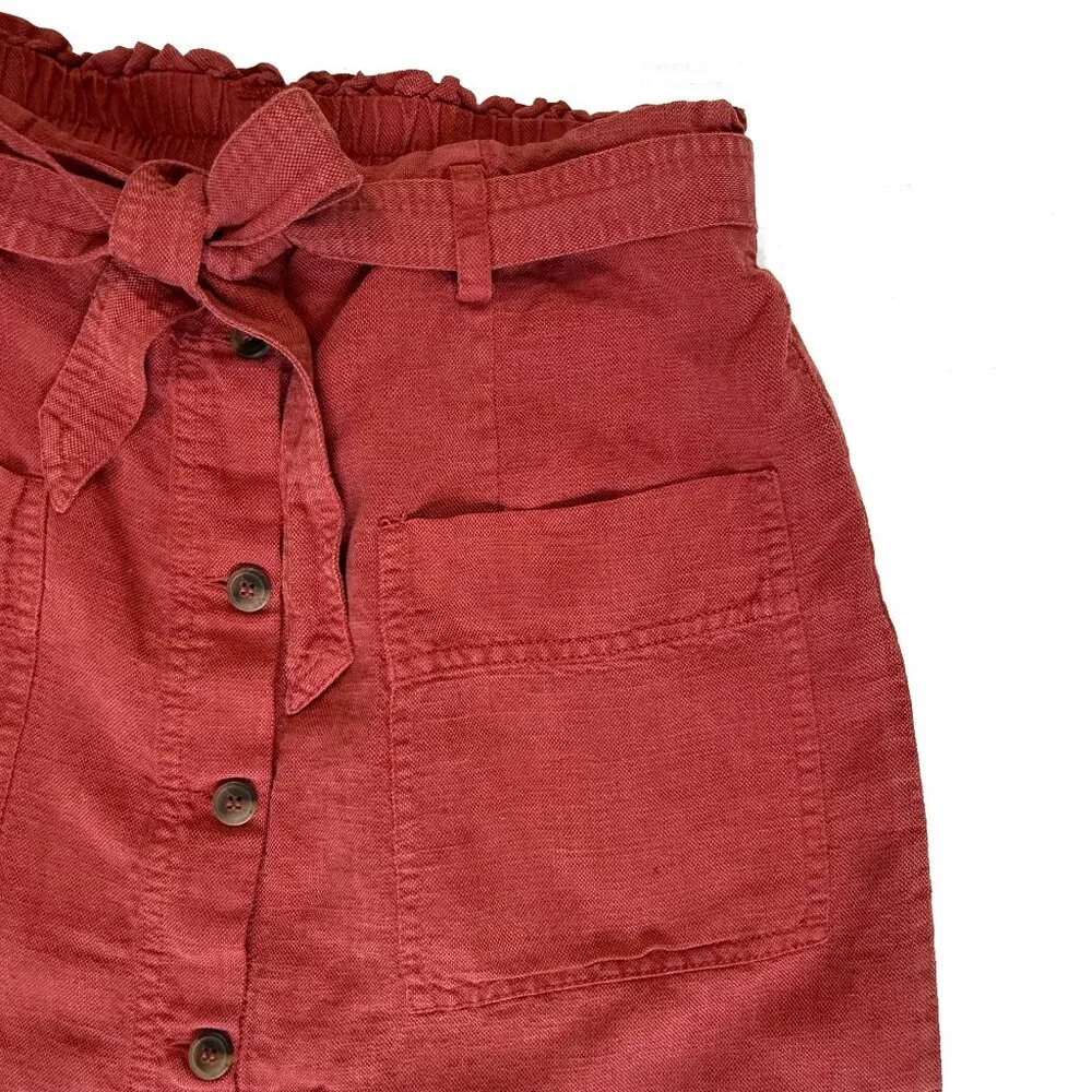 C&C California Button Front Linen Mini Skirt